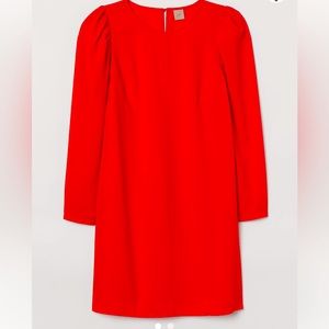 H&M+ Puff-sleeved Red Dress size M.